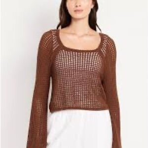 SO Women's Brown Crochet Sweater